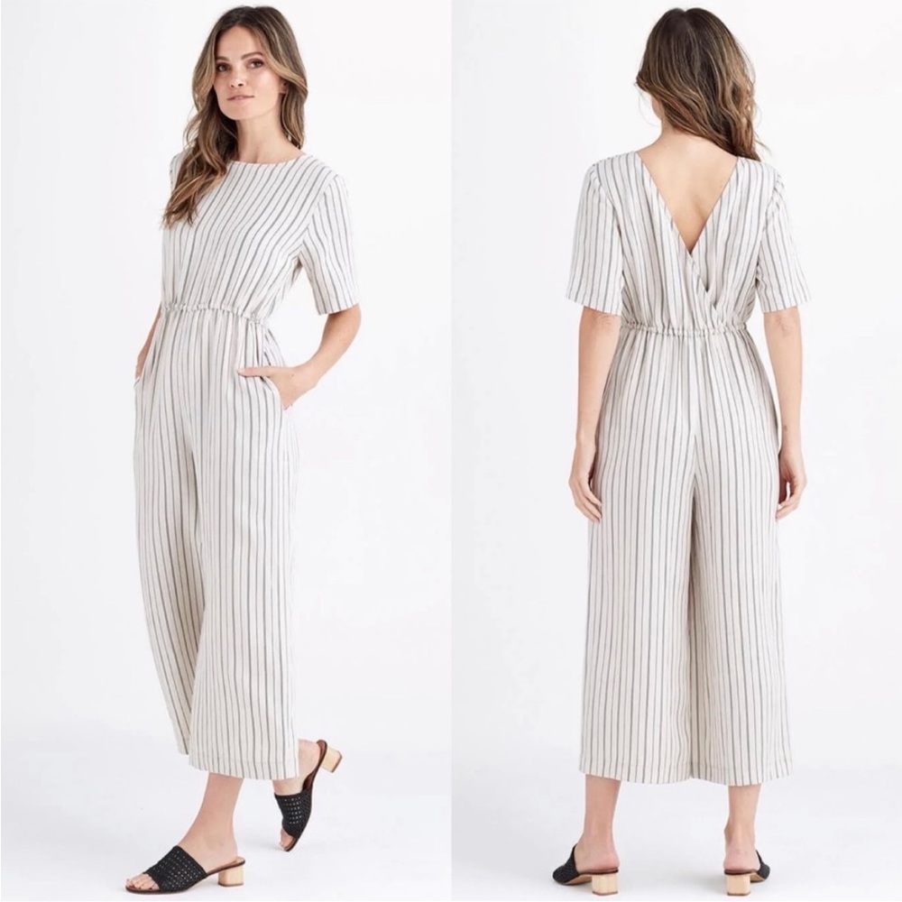 Vetta wrap striped jumpsuit